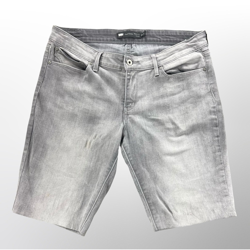 Levi's Demi Curve Womens 14/32 Modern Rise Gray Denim Shorts Straight Fit 2010s